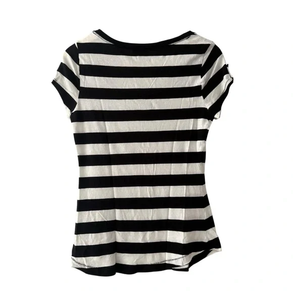 Express Black and White Striped Short Sleeve Tee - Picture 2 of 5